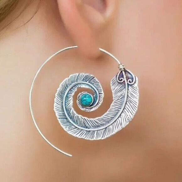 Free People Jewelry - Feather Hoop Earring N1442